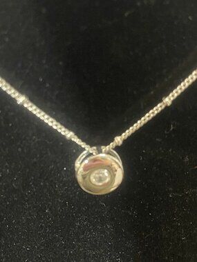 Silver Necklace with Rhinestone Charm